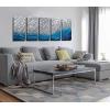 imageYihui Arts Metal Wall Art  Silver Sea Waves 3D Sculpture 5 Piece Hand Crafted Aluminum Coastal Artwork for Large Abstract Living Room Bedroom Bathroom Decor  BlueSilver Waves