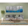 imageYihui Arts Metal Wall Art  Silver Sea Waves 3D Sculpture 5 Piece Hand Crafted Aluminum Coastal Artwork for Large Abstract Living Room Bedroom Bathroom Decor  BlueSilver Waves