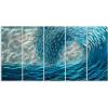 imageYihui Arts Metal Wall Art  Silver Sea Waves 3D Sculpture 5 Piece Hand Crafted Aluminum Coastal Artwork for Large Abstract Living Room Bedroom Bathroom Decor  BlueBlue Waves