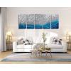 imageYihui Arts Metal Wall Art  Silver Sea Waves 3D Sculpture 5 Piece Hand Crafted Aluminum Coastal Artwork for Large Abstract Living Room Bedroom Bathroom Decor  BlueSilver Waves