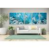 imageYihui Arts Metal Wall Art  Silver Sea Waves 3D Sculpture 5 Piece Hand Crafted Aluminum Coastal Artwork for Large Abstract Living Room Bedroom Bathroom Decor  BlueJelly Fish