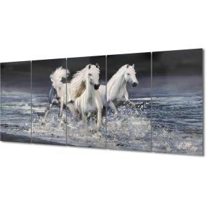 imageYihui Arts Abstract Metal Wall Arts Hand Crafted Aluminum Artwork Large Modern Wall Accent for Living Room Bedroom Kitchen DecorAbstract Horse