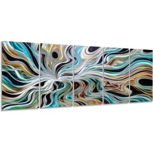 imageYihui Arts Abstract Metal Wall Arts Hand Crafted Aluminum Artwork Large Modern Wall Accent for Living Room Bedroom Kitchen DecorColorful Abstract