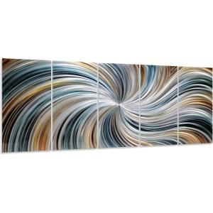 imageYihui Arts Large HandCrafted 3D Aluminum Metal Wall Art  Abstract Sun Artwork with Soft Color for Living Room Bedroom Over Bed DecorYMX496