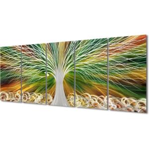 imageYihui Arts Tree Metal Wall Art For Living Room Black Grey Silver Color Pictuers For DecorGreen