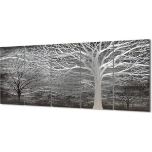 imageYihui Arts Tree Metal Wall Art For Living Room Black Grey Silver Color Pictuers For DecorTree