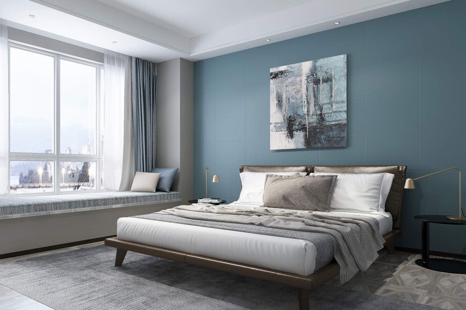 imageYihui Arts Contemporary Abstract Living Room Wall Art Hand Painted Modern Teal Color Canvas Painting Pictures for Bedroom Bathroom DecorSquare Arts