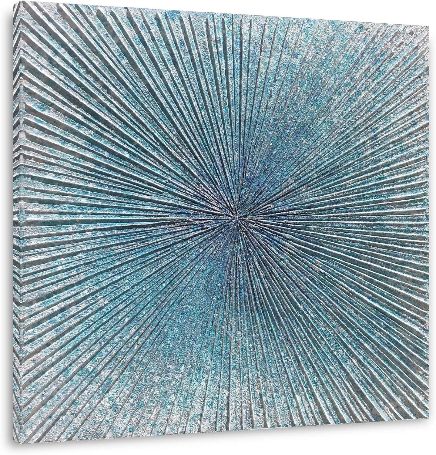 imageYihui Arts Contemporary Abstract Living Room Wall Art Hand Painted Modern Teal Color Canvas Painting Pictures for Bedroom Bathroom DecorTeal Art