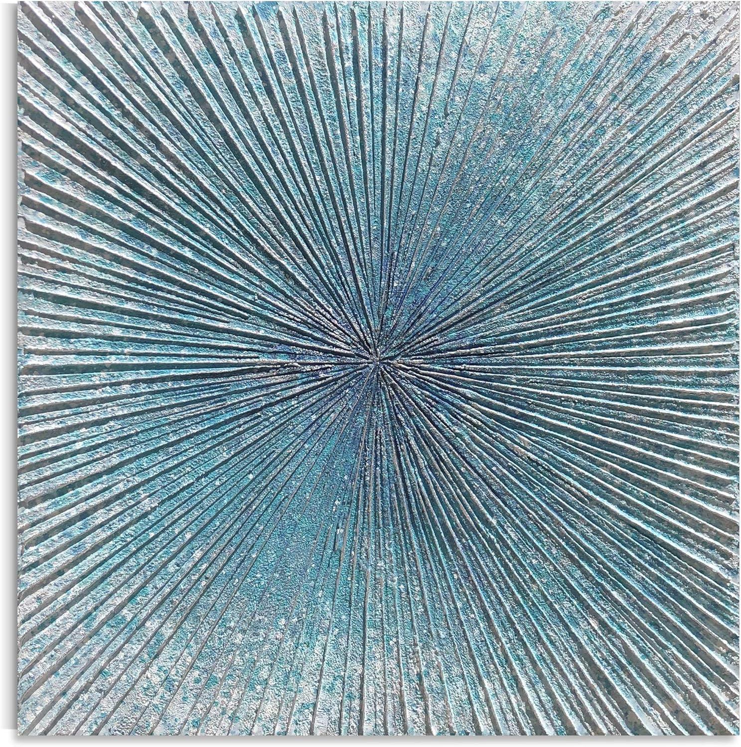 imageYihui Arts Contemporary Abstract Living Room Wall Art Hand Painted Modern Teal Color Canvas Painting Pictures for Bedroom Bathroom DecorTeal Art