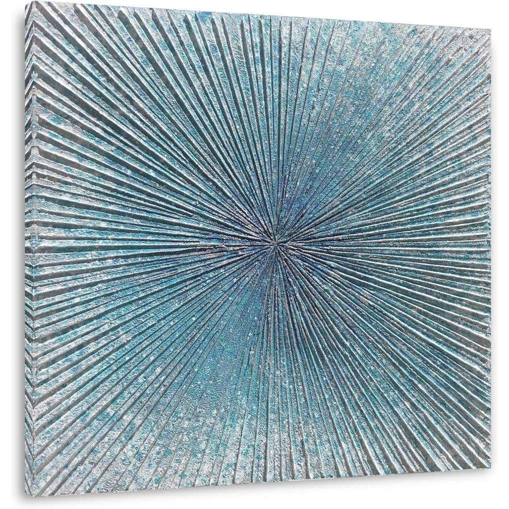 imageYihui Arts Contemporary Abstract Living Room Wall Art Hand Painted Modern Teal Color Canvas Painting Pictures for Bedroom Bathroom DecorTeal Art
