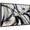 imageYihui Arts Contemporary Abstract Living Room Wall Art Hand Painted Modern Teal Color Canvas Painting Pictures for Bedroom Bathroom DecorFramed Black White Art