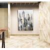 imageYihui Arts Modern Abstract Skyline Canvas Wall Artwork with Gold Foil Modern Oil Painting Pictures with Framed for Living Room Bedroom Bathroom DecorationGrey Skyline 1