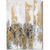 imageYihui Arts Modern Abstract Skyline Canvas Wall Artwork with Gold Foil Modern Oil Painting Pictures with Framed for Living Room Bedroom Bathroom DecorationGold Skyline