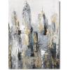 imageYihui Arts Modern Abstract Skyline Canvas Wall Artwork with Gold Foil Modern Oil Painting Pictures with Framed for Living Room Bedroom Bathroom DecorationGrey Skyline 1