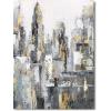 imageYihui Arts Modern Abstract Skyline Canvas Wall Artwork with Gold Foil Modern Oil Painting Pictures with Framed for Living Room Bedroom Bathroom DecorationGrey Skyline