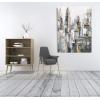 imageYihui Arts Modern Abstract Skyline Canvas Wall Artwork with Gold Foil Modern Oil Painting Pictures with Framed for Living Room Bedroom Bathroom DecorationGrey Skyline