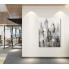 imageYihui Arts Modern Abstract Skyline Canvas Wall Artwork with Gold Foil Modern Oil Painting Pictures with Framed for Living Room Bedroom Bathroom DecorationGrey Skyline 1