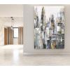 imageYihui Arts Modern Abstract Skyline Canvas Wall Artwork with Gold Foil Modern Oil Painting Pictures with Framed for Living Room Bedroom Bathroom DecorationGrey Skyline