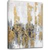 imageYihui Arts Modern Abstract Skyline Canvas Wall Artwork with Gold Foil Modern Oil Painting Pictures with Framed for Living Room Bedroom Bathroom DecorationGold Skyline