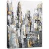 imageYihui Arts Modern Abstract Skyline Canvas Wall Artwork with Gold Foil Modern Oil Painting Pictures with Framed for Living Room Bedroom Bathroom DecorationGrey Skyline