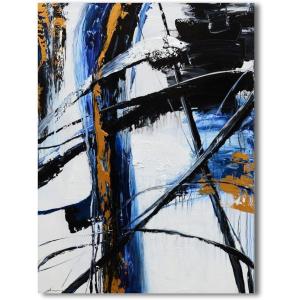 imageYihui Arts Canvas Wall Art Black White And Gold Foil Abstract Oil Painting Pictures Canvas For Home DecorationBlue