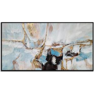 imageYihui Arts Contemporary Abstract Living Room Wall Art Hand Painted Modern Teal Color Canvas Painting Pictures for Bedroom Bathroom DecorAbstract Art