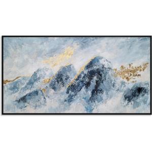 imageYihui Arts Contemporary Abstract Living Room Wall Art Hand Painted Modern Teal Color Canvas Painting Pictures for Bedroom Bathroom DecorBlue Art