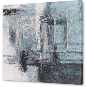 imageYihui Arts Contemporary Abstract Living Room Wall Art Hand Painted Modern Teal Color Canvas Painting Pictures for Bedroom Bathroom DecorSquare Arts