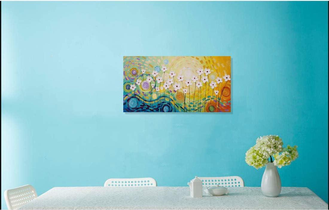 imageYihui Arts 3D White Flower Canvas Wall Art Hand Painted Grey Paintings Vertical Artwork for Living Room Bedroom Hallway DecorationColorful Flower