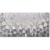 imageYihui Arts 3D White Flower Canvas Wall Art Hand Painted Grey Paintings Vertical Artwork for Living Room Bedroom Hallway DecorationFlower Garden