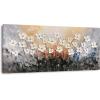 imageYihui Arts 3D White Flower Canvas Wall Art Hand Painted Grey Paintings Vertical Artwork for Living Room Bedroom Hallway DecorationWhite Flower