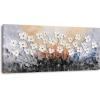imageYihui Arts 3D White Flower Canvas Wall Art Hand Painted Grey Paintings Vertical Artwork for Living Room Bedroom Hallway DecorationWhite Flower