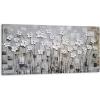 imageYihui Arts 3D White Flower Canvas Wall Art Hand Painted Grey Paintings Vertical Artwork for Living Room Bedroom Hallway DecorationWhite Floral