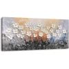 imageYihui Arts 3D White Flower Canvas Wall Art Hand Painted Grey Paintings Vertical Artwork for Living Room Bedroom Hallway DecorationWhite Flower