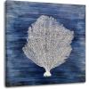 imageYihui Arts Coastal Wall Art Hand Painted Navy Blue and White Tree Pictures Modern Abstract Canvas Artwork for Living Room Bedroom Dinning Decoration