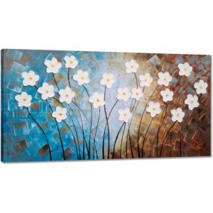 imageYihui Arts 3D White Flower Canvas Wall Art Hand Painted Grey Paintings Vertical Artwork for Living Room Bedroom Hallway DecorationBrown Flower