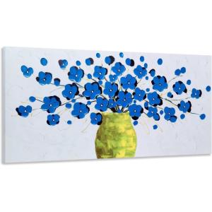 imageYihui Arts 3D White Flower Canvas Wall Art Hand Painted Grey Paintings Vertical Artwork for Living Room Bedroom Hallway DecorationFlower In Vase