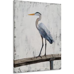 imageYihui Arts Bird Canvas Wall Art  Heron Painting with Gold Foil for Farmhouse Living Room DecorHeron