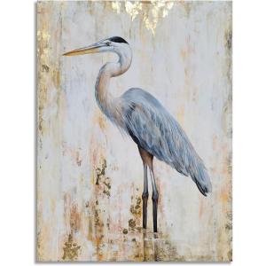 imageYihui Arts Bird Canvas Wall Art  Heron Painting with Gold Foil for Farmhouse Living Room DecorHeron with Gold