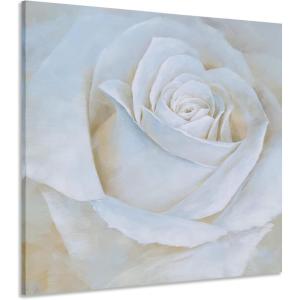imageYihui Arts White Flower Canvas Wall Art with Textured  Square Artwork for Bedroom Over Bed DecorRose