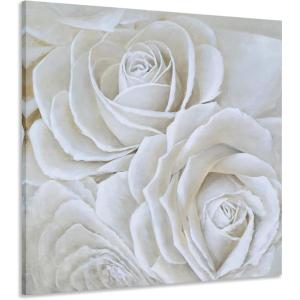 imageYihui Arts White Flower Canvas Wall Art with Textured  Square Artwork for Bedroom Over Bed DecorWhite Flower