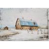 imageYihui Arts Famrhouse Wall Art with Textured Old Barn Paintings Modern Abstract Rustic Artwork for Living Room Bedroom BathroomBlue Barn