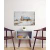 imageYihui Arts Famrhouse Wall Art with Textured Old Barn Paintings Modern Abstract Rustic Artwork for Living Room Bedroom BathroomBlue Barn