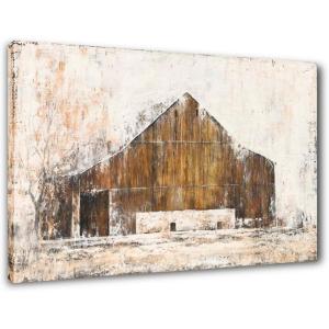 imageYihui Arts Famrhouse Wall Art with Textured Old Barn Paintings Modern Abstract Rustic Artwork for Living Room Bedroom BathroomOld Barn