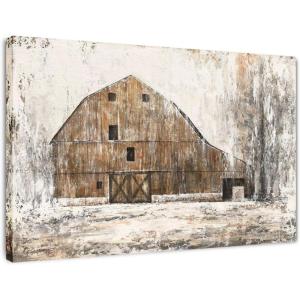 imageYihui Arts Famrhouse Wall Art with Textured Old Barn Paintings Modern Abstract Rustic Artwork for Living Room Bedroom BathroomOld Farmhouse