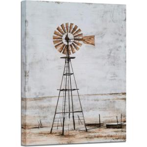 imageYihui Arts Famrhouse Wall Art with Textured Old Barn Paintings Modern Abstract Rustic Artwork for Living Room Bedroom BathroomWindmill