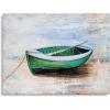 imageYihui Arts Beach Canvas Wall Art with Textured Beautiful Ocean Paintings Modern Abstract Coastal Artwork with Happy Bird Picturs for Living Room Bedroom Kitchen DecorGreen Boat
