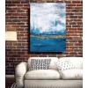 imageYihui Arts Abstract Canvas Wall Art Pictures Thick Texture Grey with Gold Foil Paintings Hand Painted by Professional Artist For Dinning Room DecorationBlue 1