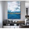 imageYihui Arts Abstract Canvas Wall Art Pictures Thick Texture Grey with Gold Foil Paintings Hand Painted by Professional Artist For Dinning Room DecorationBlue 1