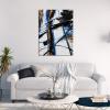 imageYihui Arts Abstract Canvas Wall Art Pictures Thick Texture Grey with Gold Foil Paintings Hand Painted by Professional Artist For Dinning Room DecorationBlue
